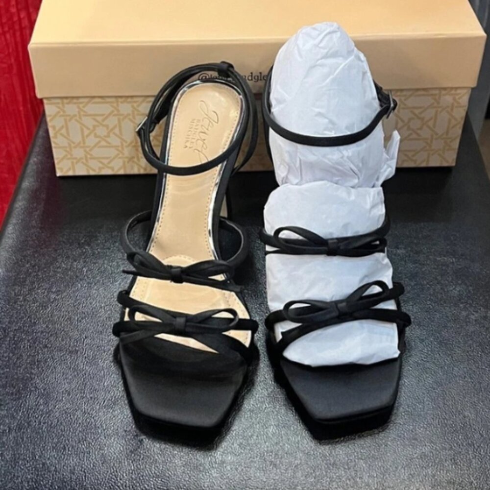 Jewel Badgley Mischka Black Strappy Heels